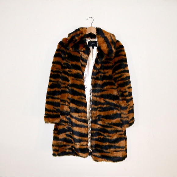 J. Crew Collection Tiger Faux Fur Coat in Caramel Black - Picture 4 of 16